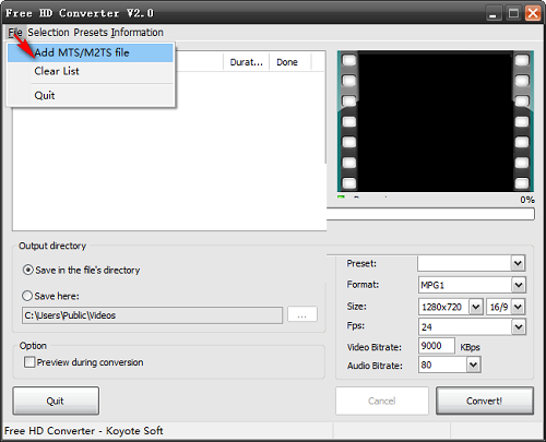 Free HD Converter(MTS格式轉換器)